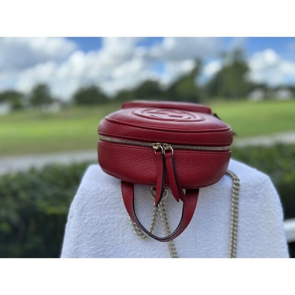 GUCCI  GG SOHO RED PEBBLED CALFSKIN LEATHER CHAIN BACKPACK BAG main image 8